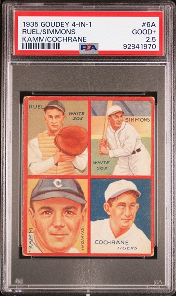 1935 Goudey 4-in-1 #6A. Ruel/Simmons/Kamm/Cochrane - PSA 2.5 (Good+)